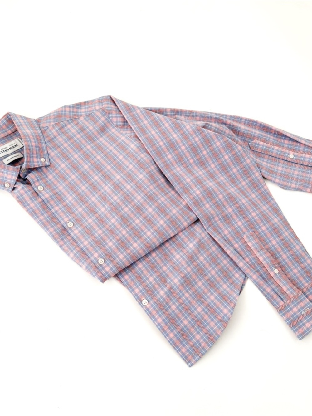 New Mizzen + Main Trim Leeward  Button Down Shirt Plaid Light XXL White Men's - Picture 3 of 12